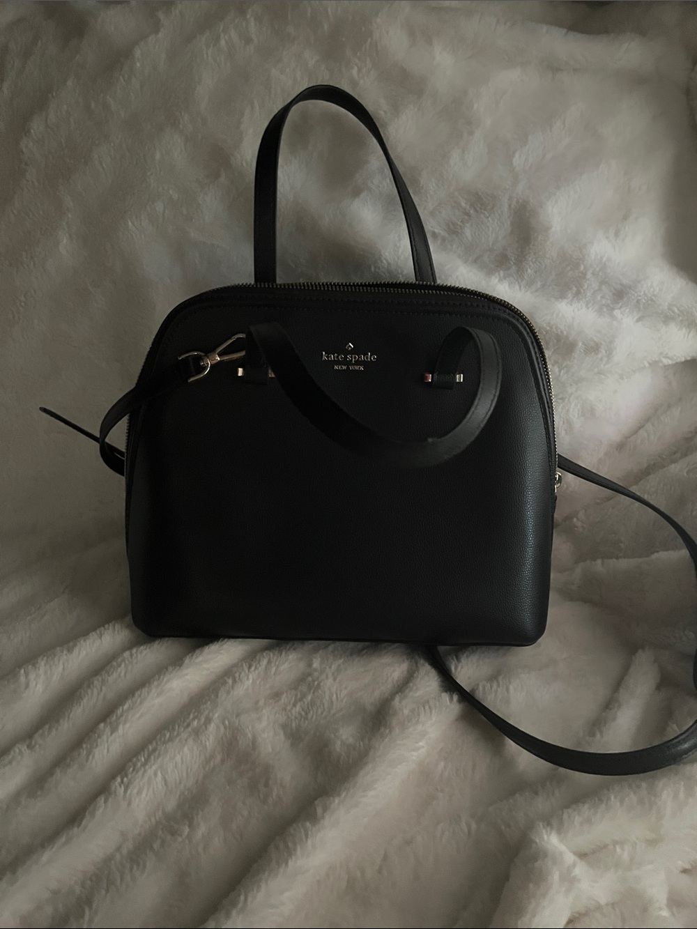 kate spade Black Leather Satchel with Crossbody Strap